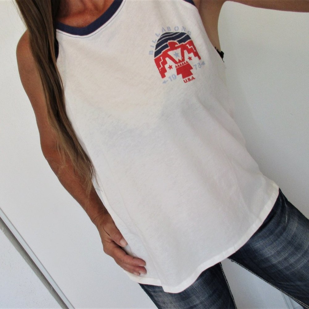 New Billabong T-Shirt Large White Sleeveless Graphic